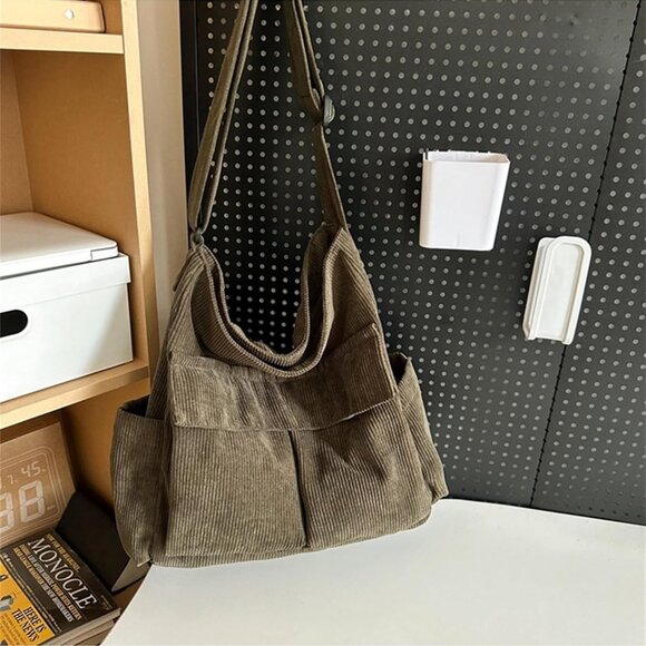 Durable Canvas Tote with Adjustable Strap – Fashionable Multi-Pocket Crossbody - Picture 4 of 7